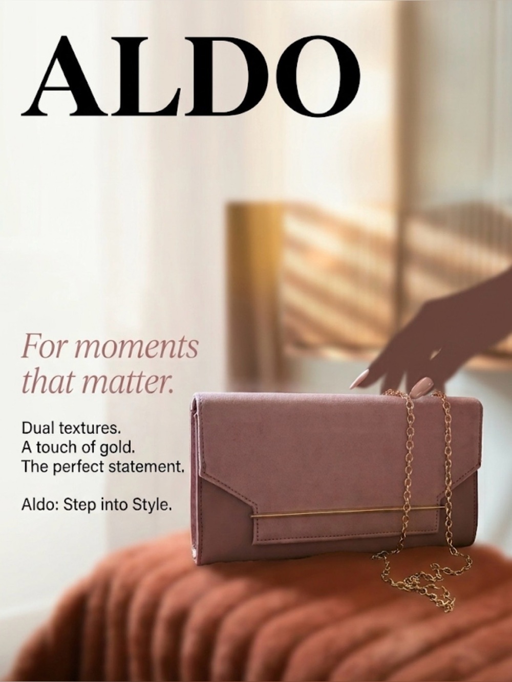 💕ALDO Pink Gold Chain Clutch